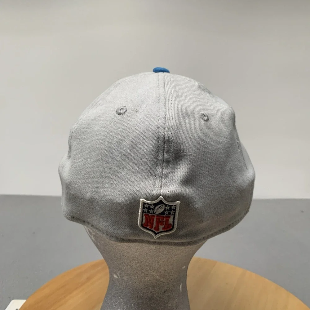 Detroit Lions New Era 39THIRTY Flex Fit Hat Cap Gray Blue NFL Training S/M NWT